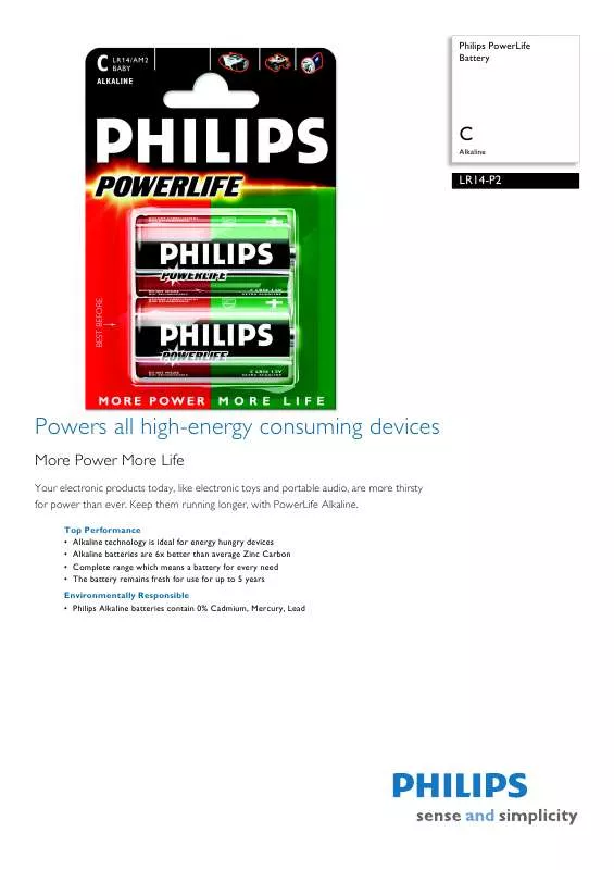 Mode d'emploi PHILIPS LR14-P2