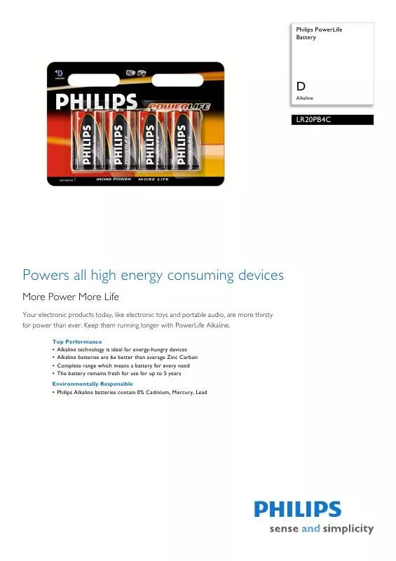 Mode d'emploi PHILIPS LR20PB4C