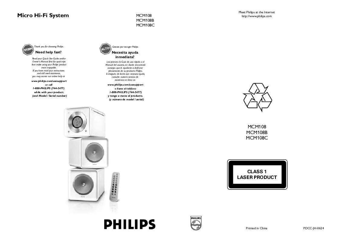 Mode d'emploi PHILIPS MCM108B