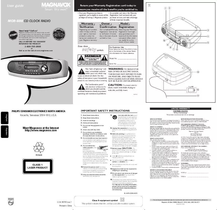 Mode d'emploi PHILIPS MCR600