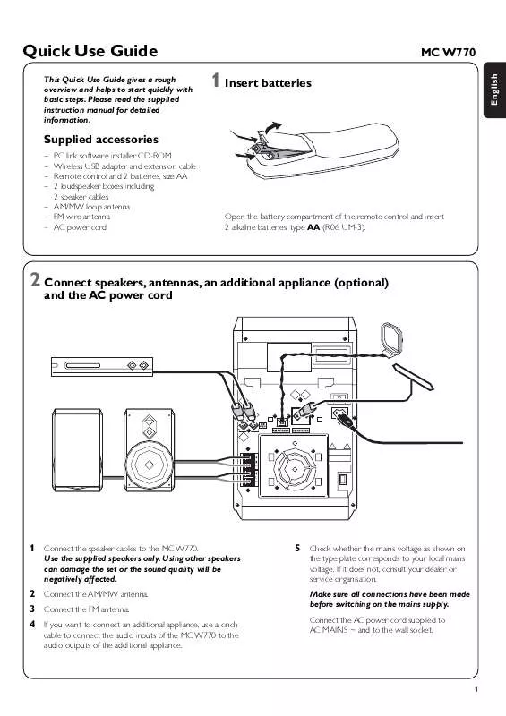 Mode d'emploi PHILIPS MCW770