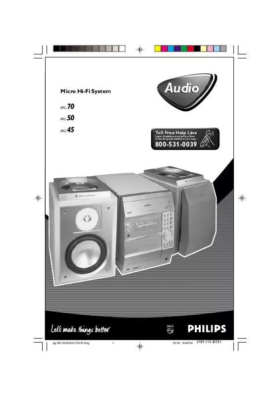 Mode d'emploi PHILIPS MICRO AUDIO SYSTEM MC503799