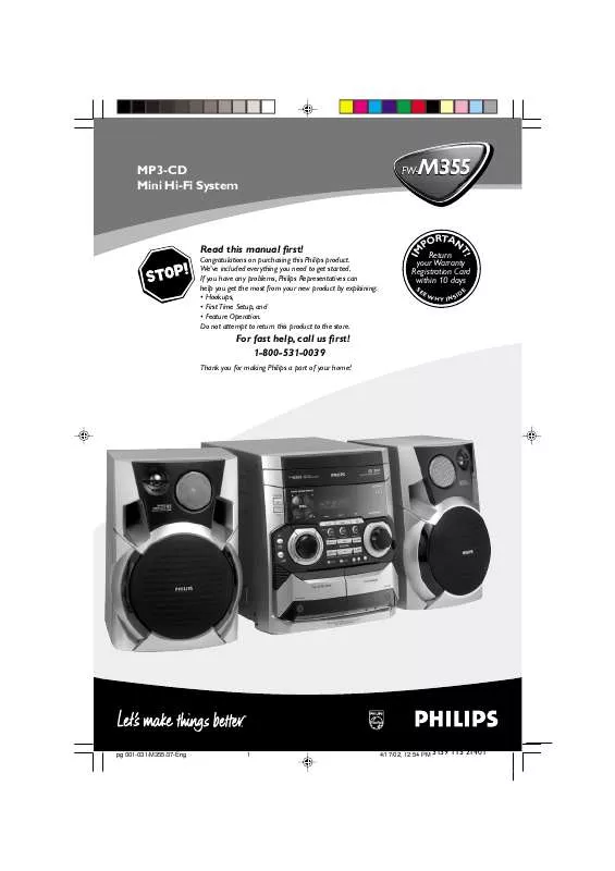 Mode d'emploi PHILIPS MINI AUDIO SYSTEM FWM355