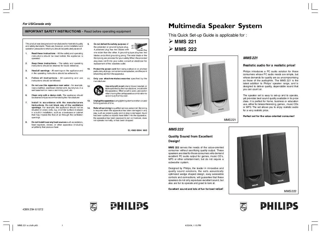 Mode d'emploi PHILIPS MMS221-05C