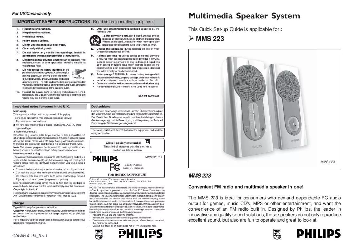 Mode d'emploi PHILIPS MMS223