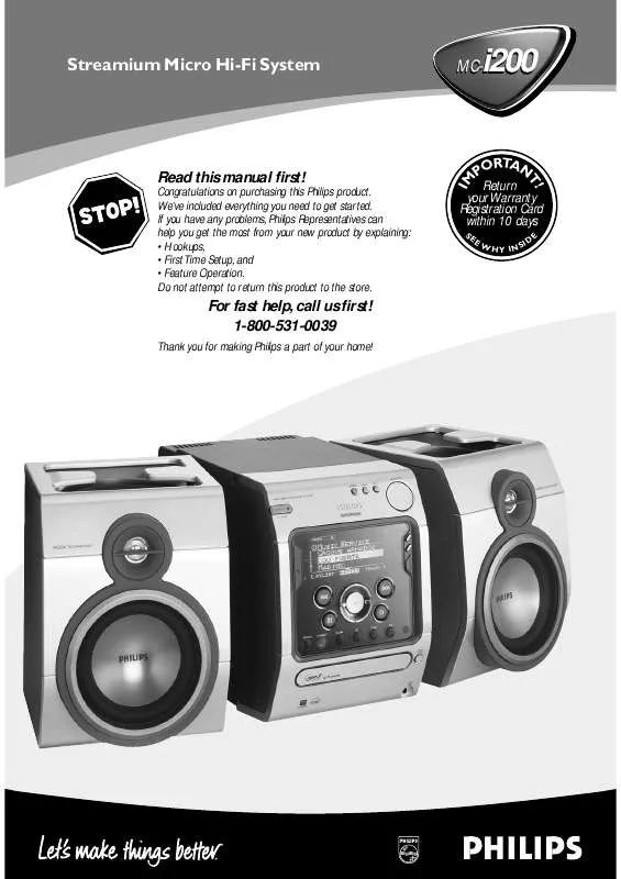 Mode d'emploi PHILIPS MP3 MICRO HI-FI SYSTEM MC-I200