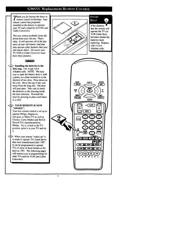 Mode d'emploi PHILIPS NEW BUSINESS REMOTE CONTROLS G96SVCAA01