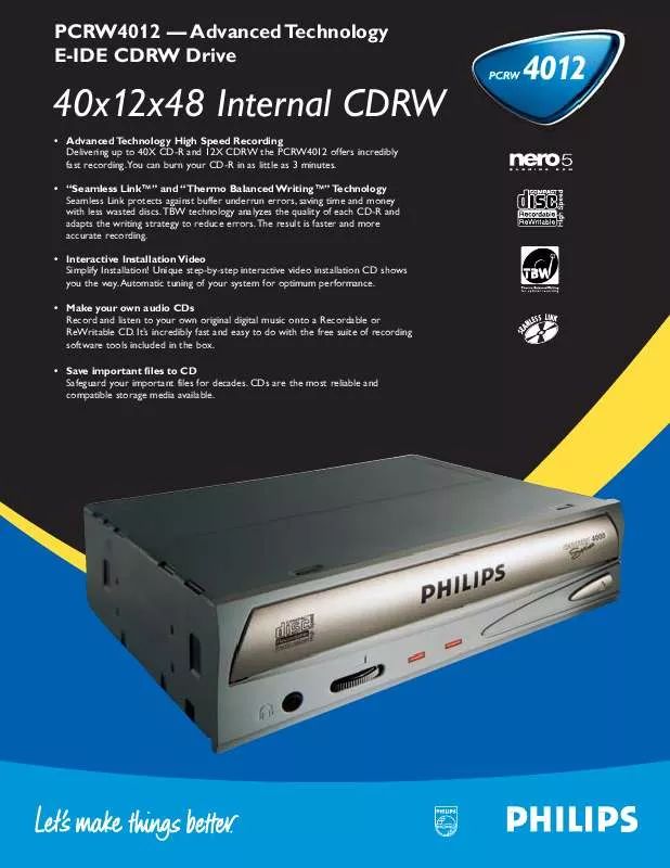 Mode d'emploi PHILIPS PCRW4012