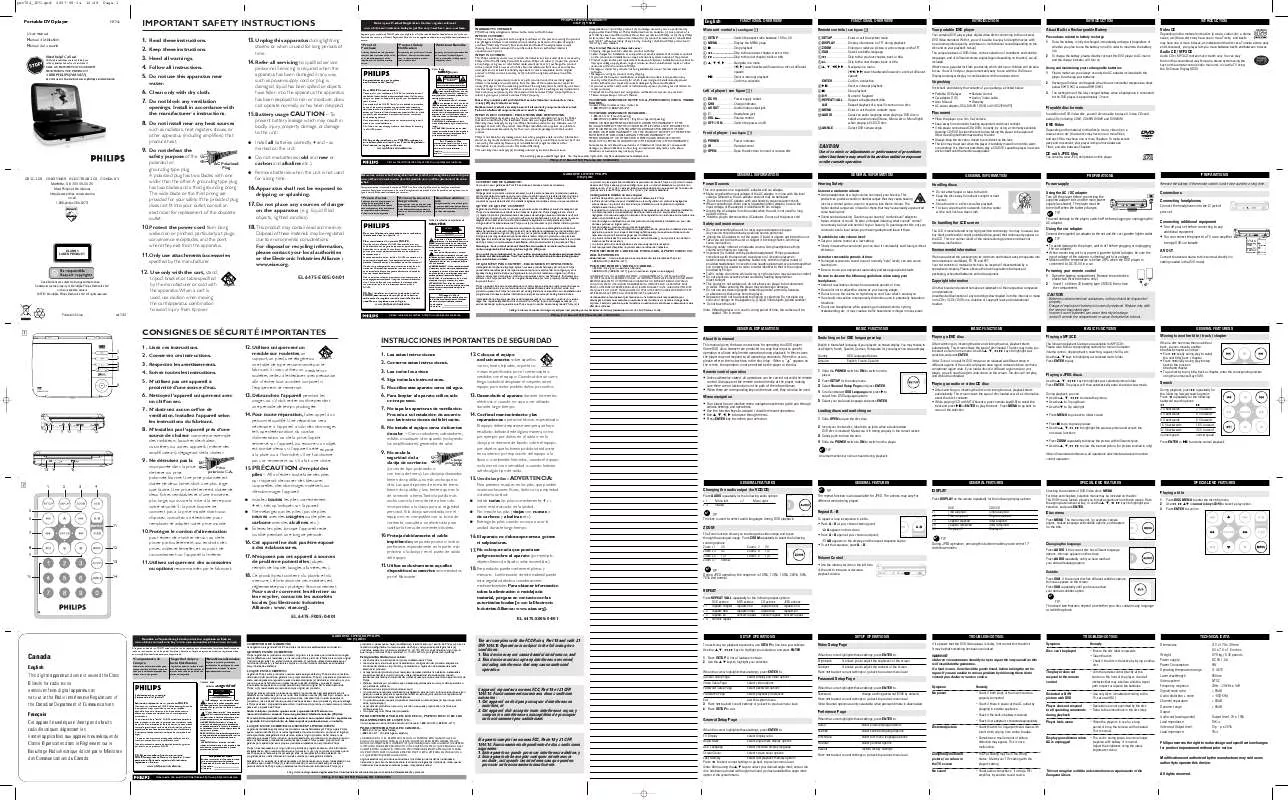 Mode d'emploi PHILIPS PET702-37B