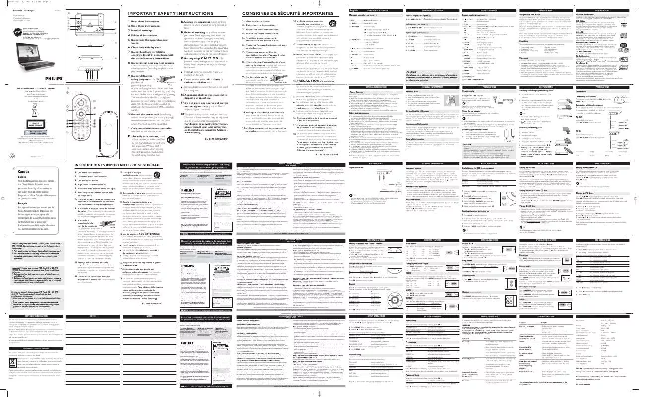 Mode d'emploi PHILIPS PET824