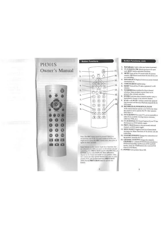 Mode d'emploi PHILIPS PH301S