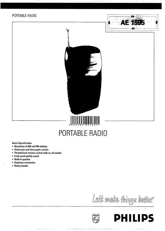 Mode d'emploi PHILIPS PORTABLE RADIO AE1595