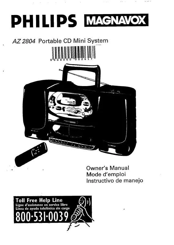 Mode d'emploi PHILIPS PORTABLE RADIO CASS REC-CD AZ2804