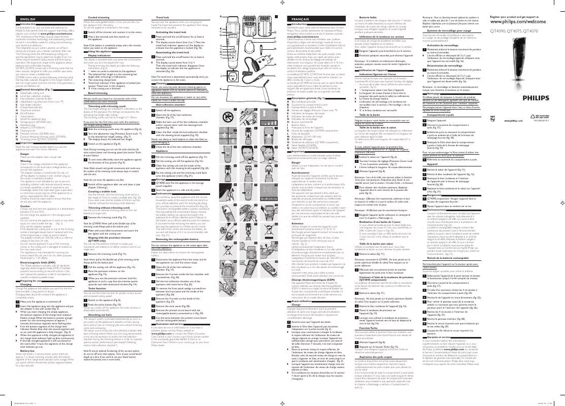 Mode d'emploi PHILIPS QT-4075