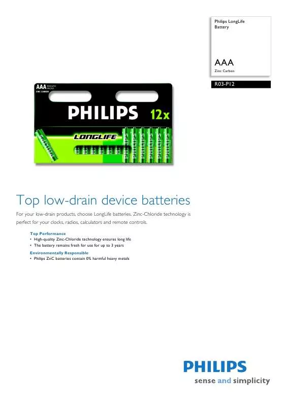 Mode d'emploi PHILIPS R03-P12