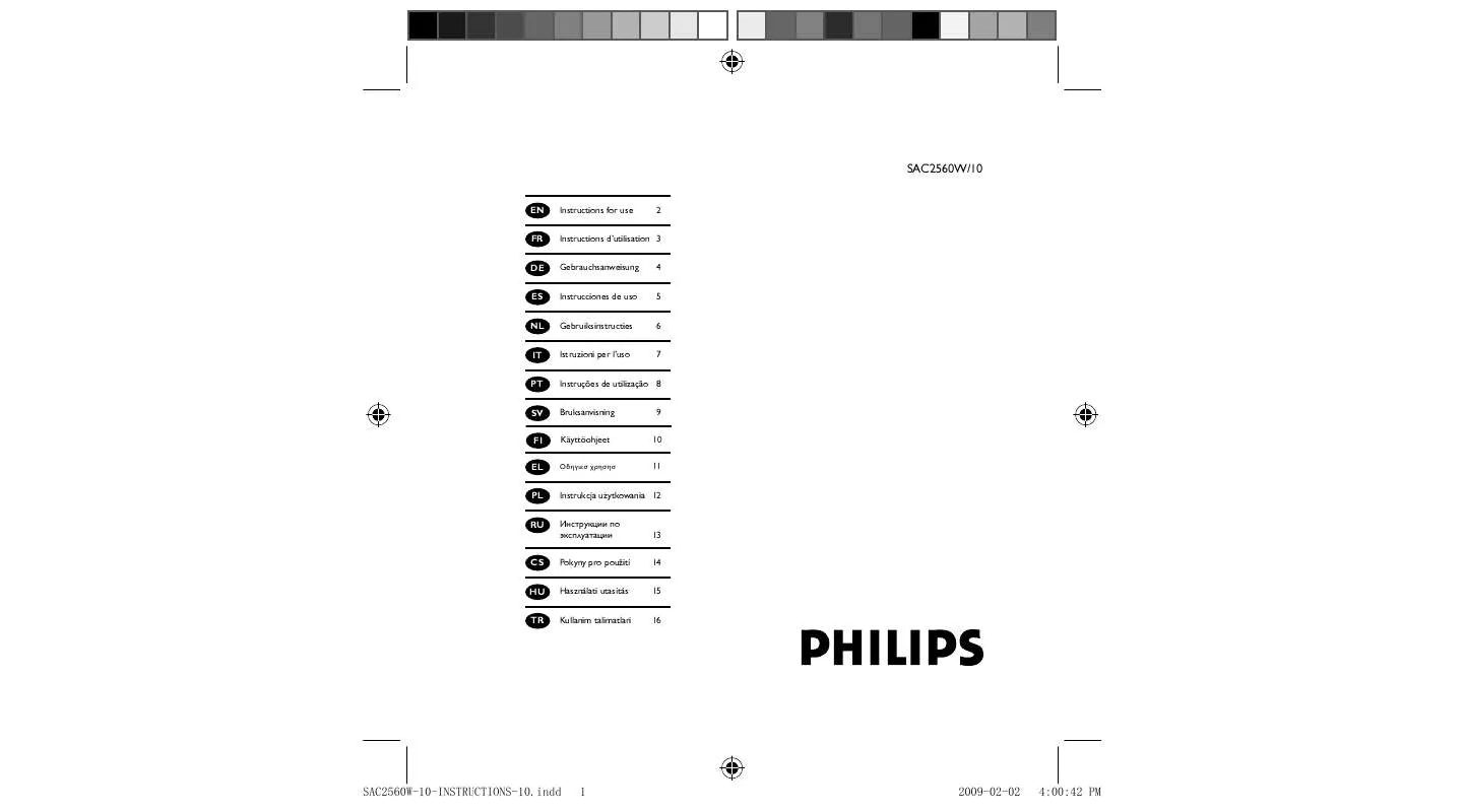 Mode d'emploi PHILIPS SAC2560W