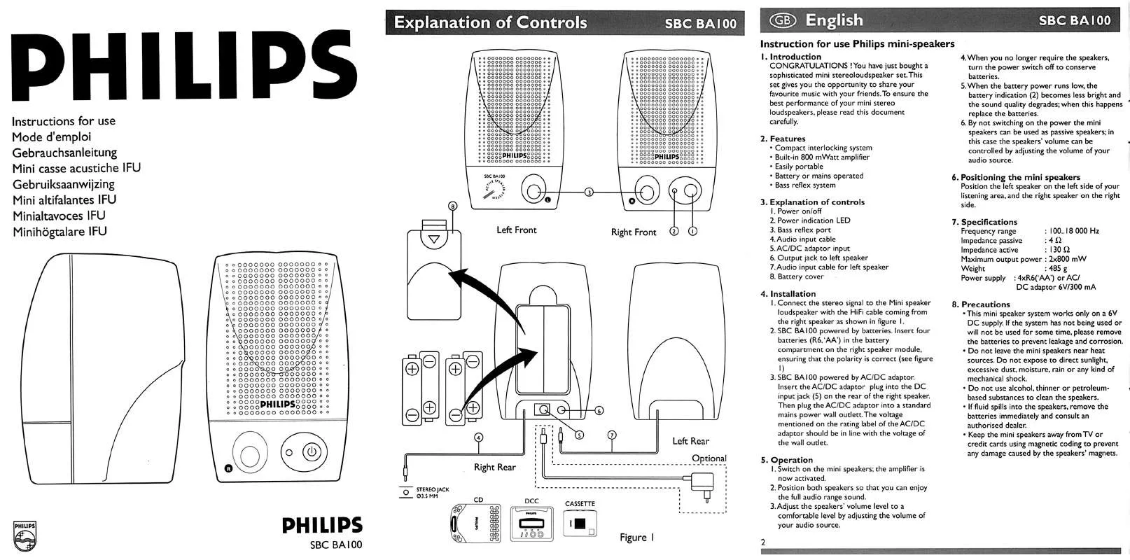 Mode d'emploi PHILIPS SBCBA100