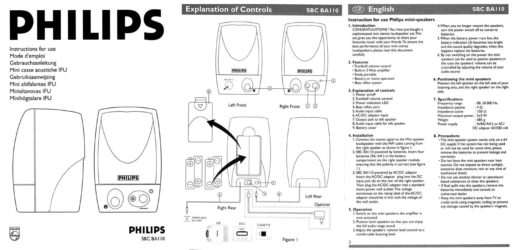 Mode d'emploi PHILIPS SBCBA110