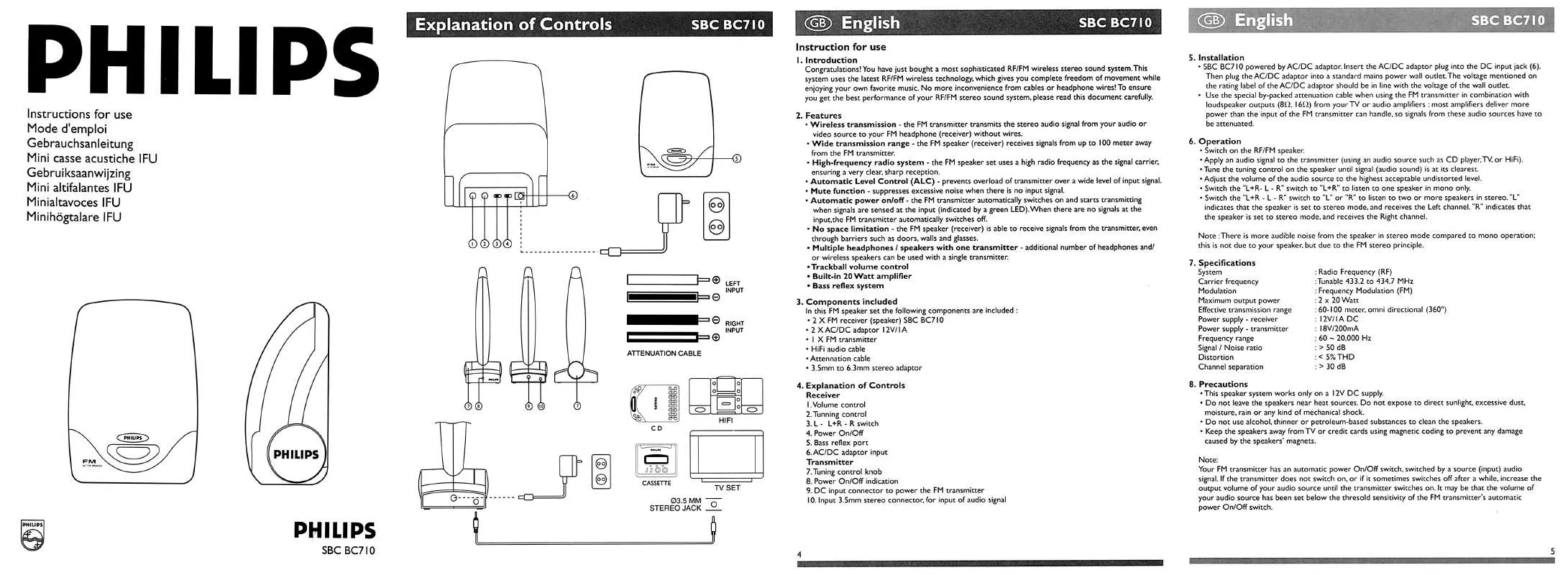 Mode d'emploi PHILIPS SBCBC710