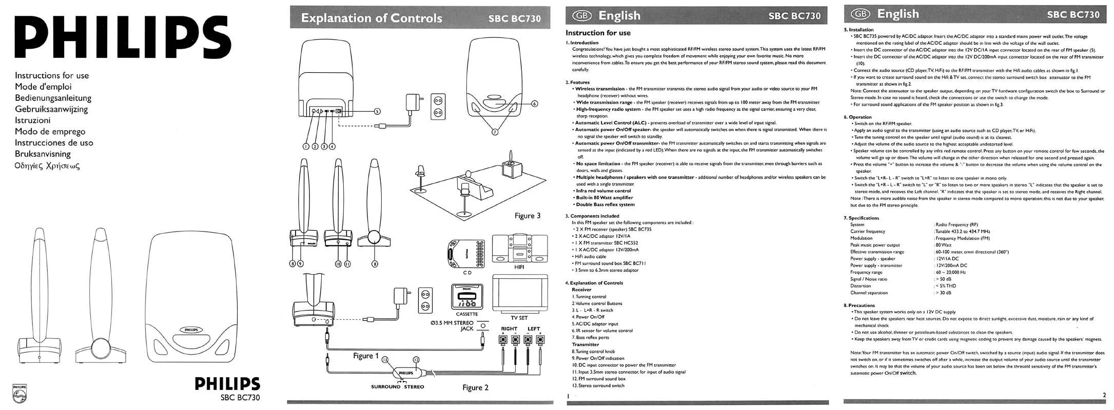 Mode d'emploi PHILIPS SBCBC730