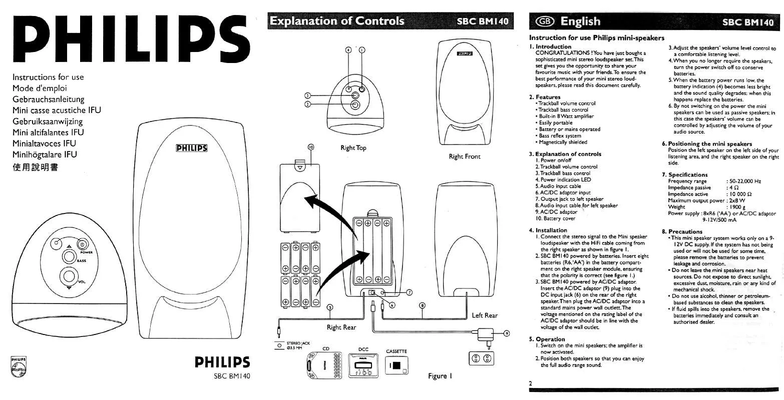 Mode d'emploi PHILIPS SBCBM140