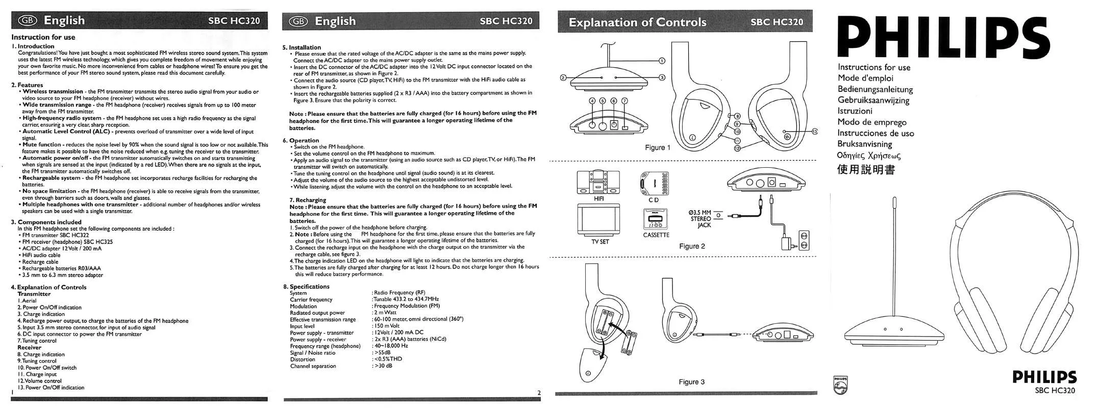 Mode d'emploi PHILIPS SBCHC320