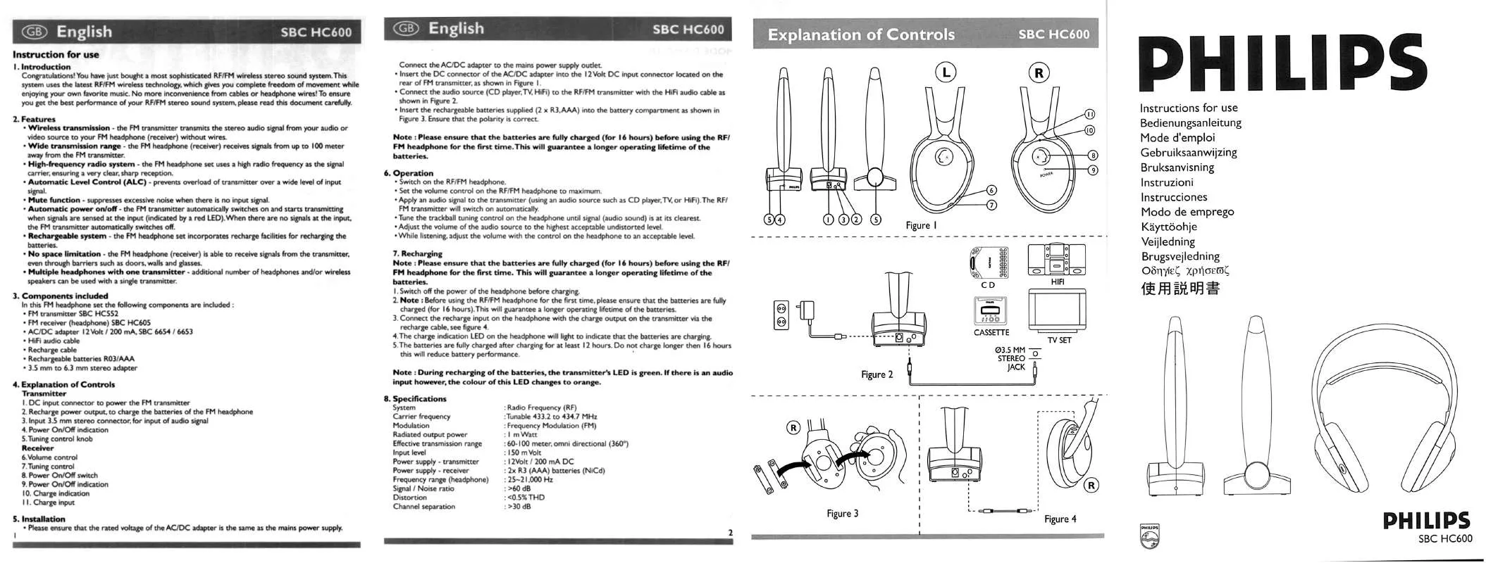 Mode d'emploi PHILIPS SBCHC600