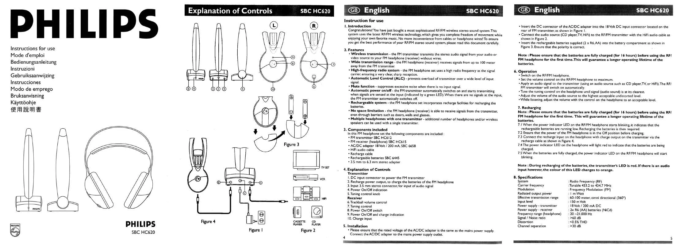 Mode d'emploi PHILIPS SBCHC620