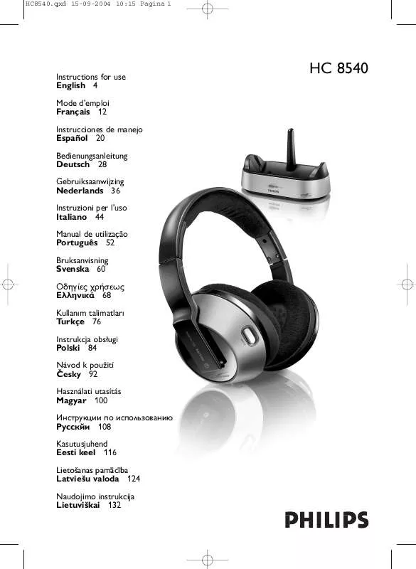 Mode d'emploi PHILIPS SBCHC8540