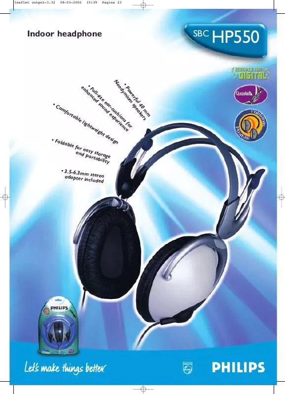 Mode d'emploi PHILIPS SBCHP550