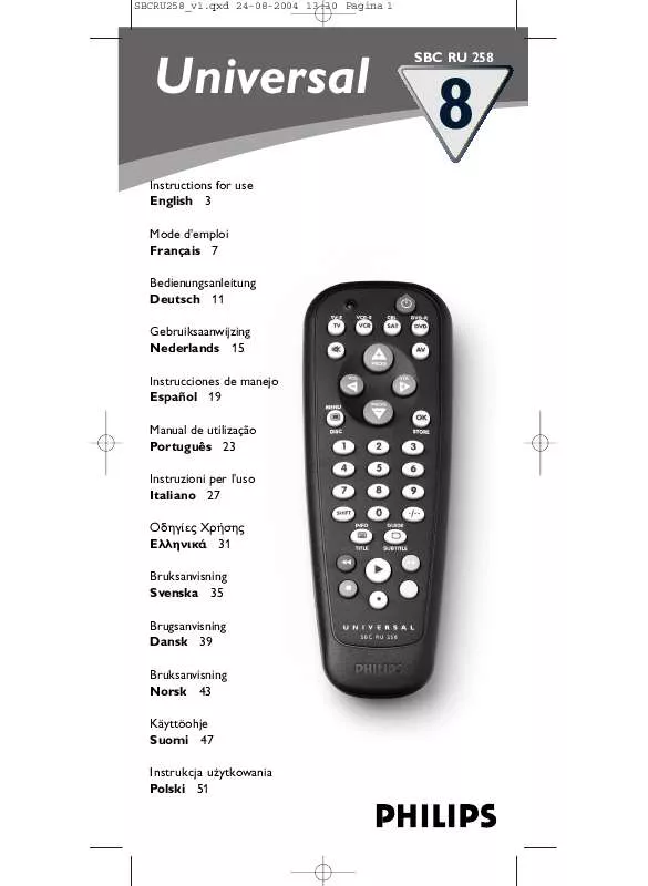 Mode d'emploi PHILIPS SBCRU258