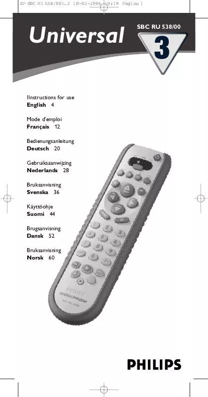 Mode d'emploi PHILIPS SBCRU538-00E