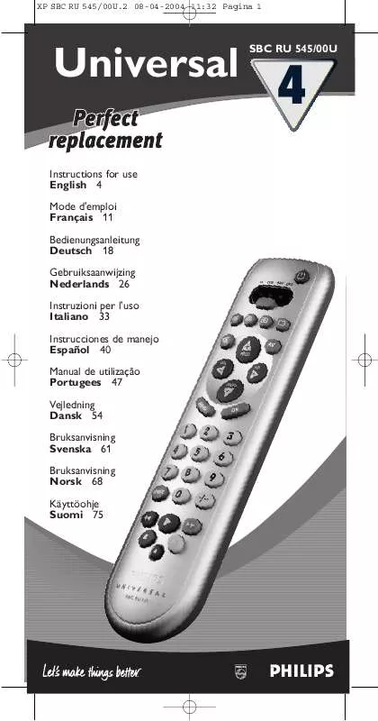 Mode d'emploi PHILIPS SBCRU545-05U