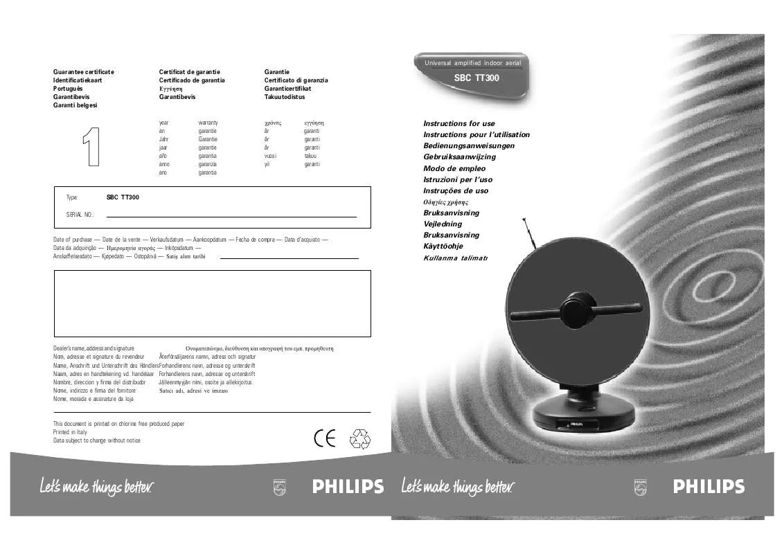 Mode d'emploi PHILIPS SBCTT300-05U