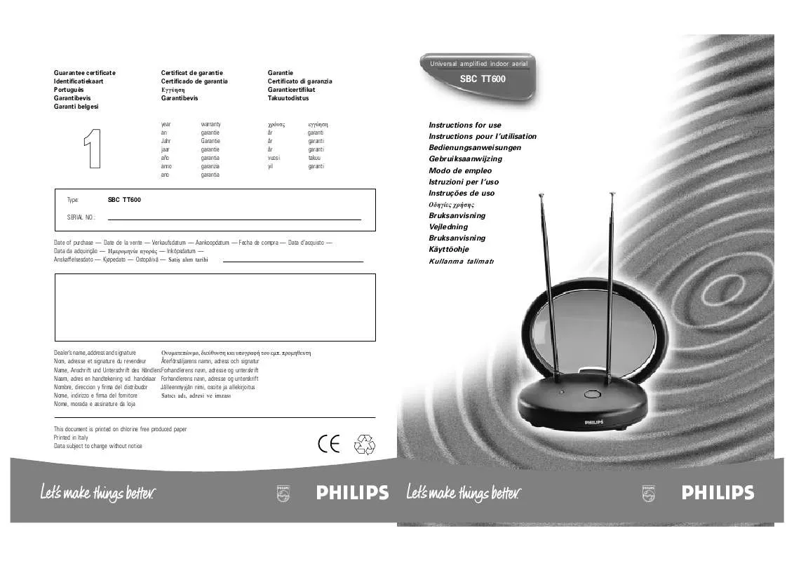 Mode d'emploi PHILIPS SBCTT600