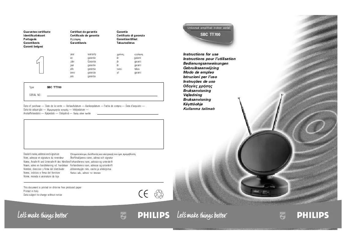 Mode d'emploi PHILIPS SBCTT700-05U