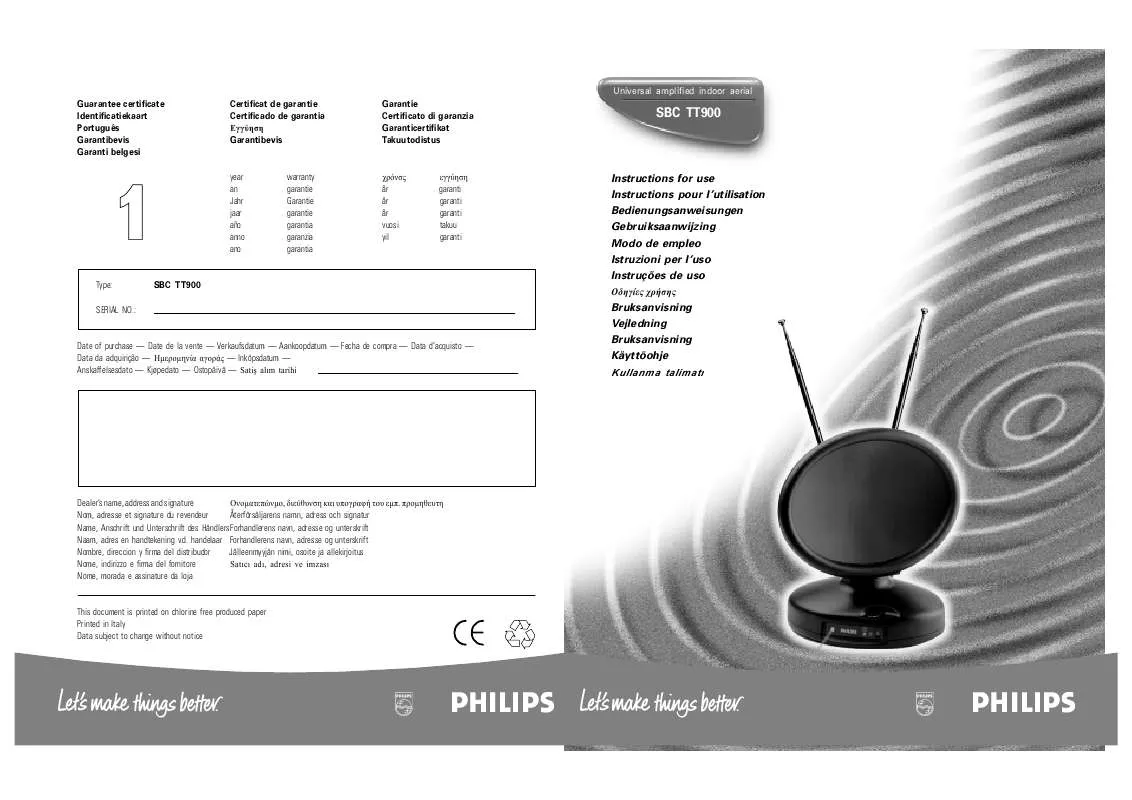 Mode d'emploi PHILIPS SBCTT900/19U