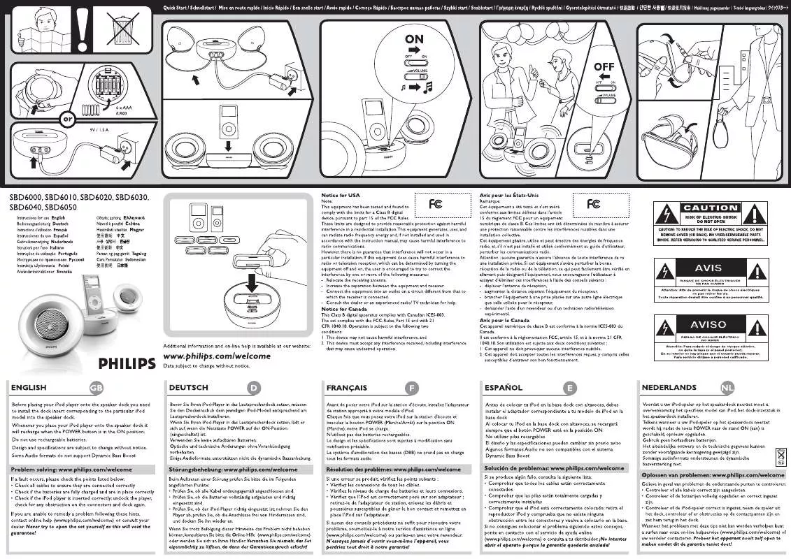 Mode d'emploi PHILIPS SBD6030