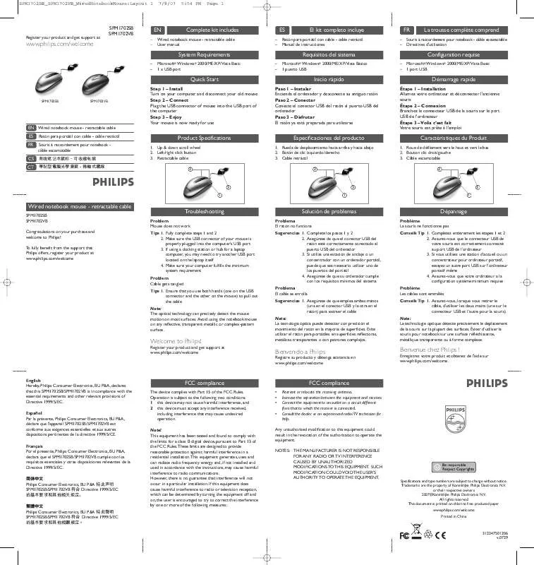 Mode d'emploi PHILIPS SPM1702SB