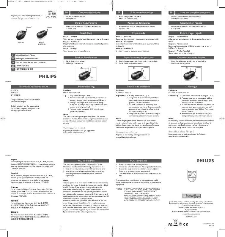 Mode d'emploi PHILIPS SPM2702BB