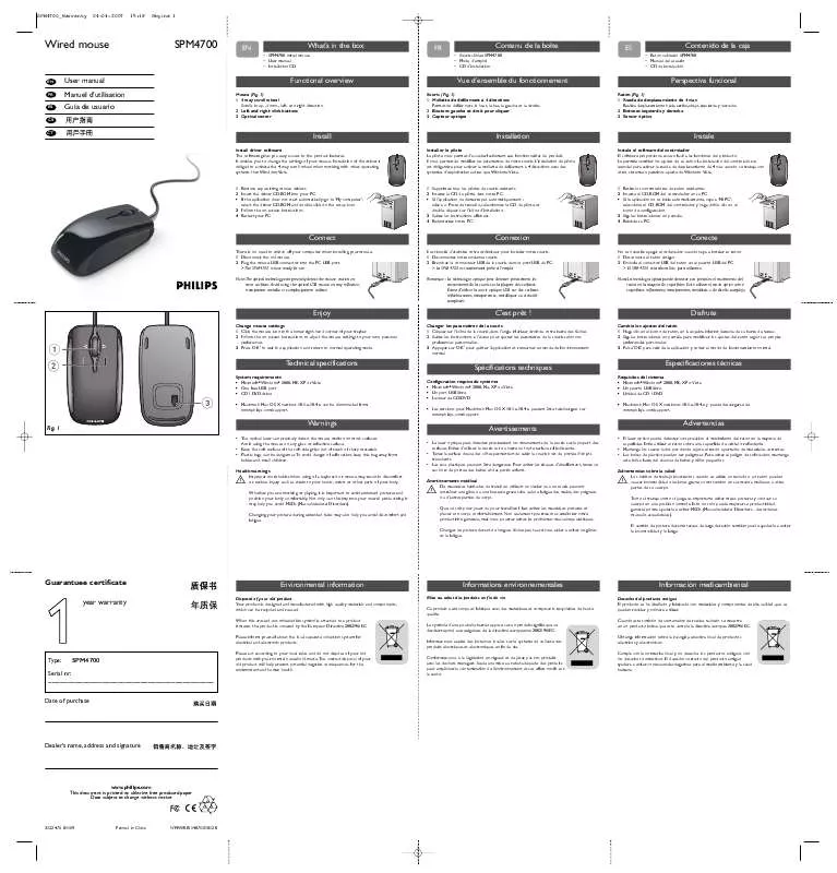 Mode d'emploi PHILIPS SPM4700BB