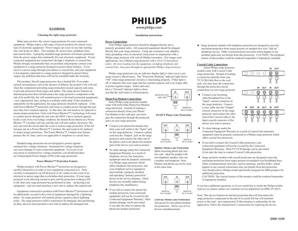 Mode d'emploi PHILIPS SPP1180WA