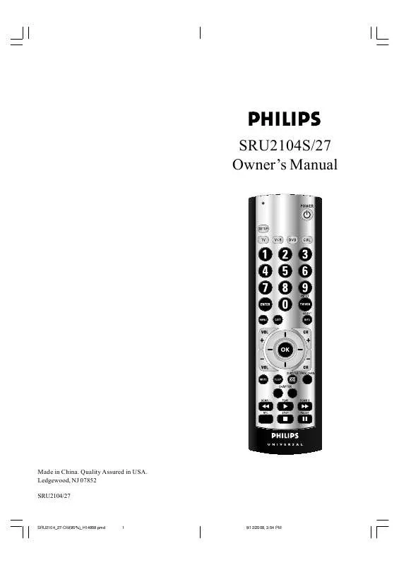 Mode d'emploi PHILIPS SRU2104S