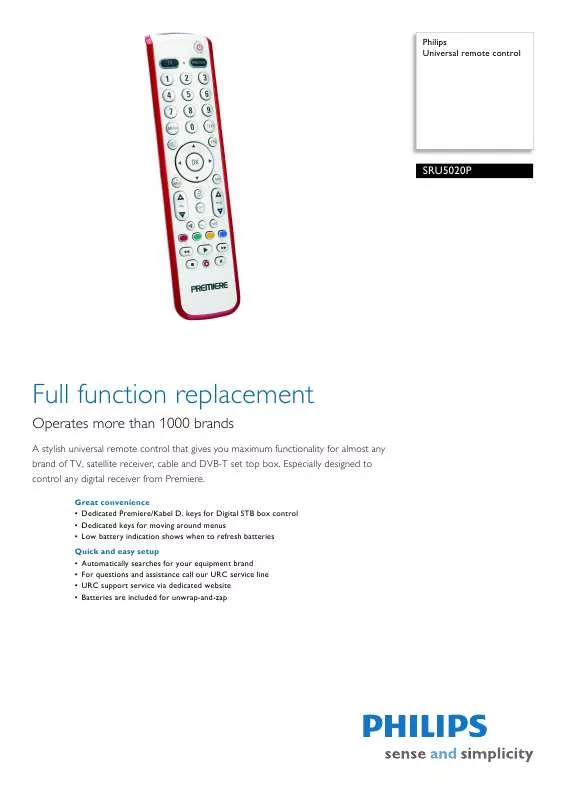 Mode d'emploi PHILIPS SRU5020P