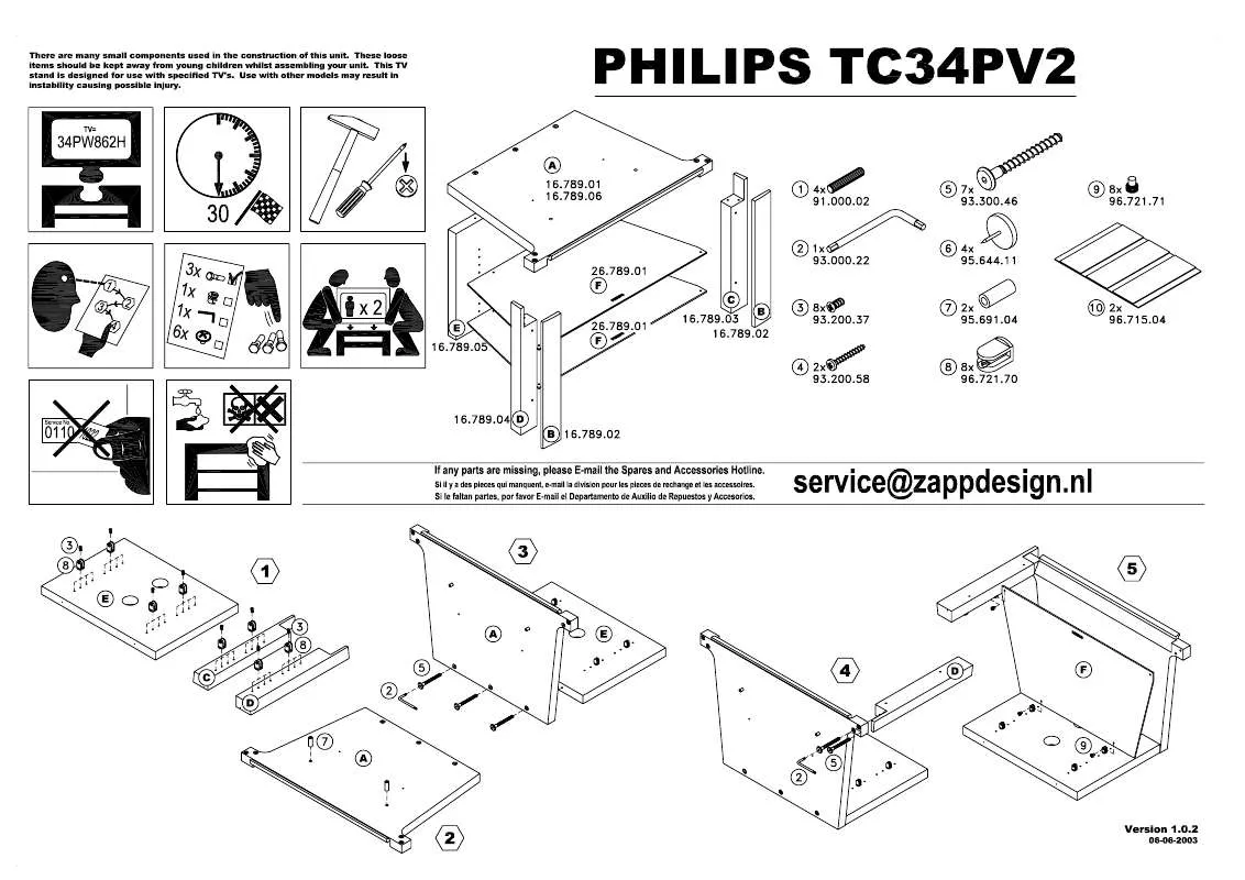 Mode d'emploi PHILIPS STAND FOR 34INCH WS PV2 TV MODELS TC34PV2