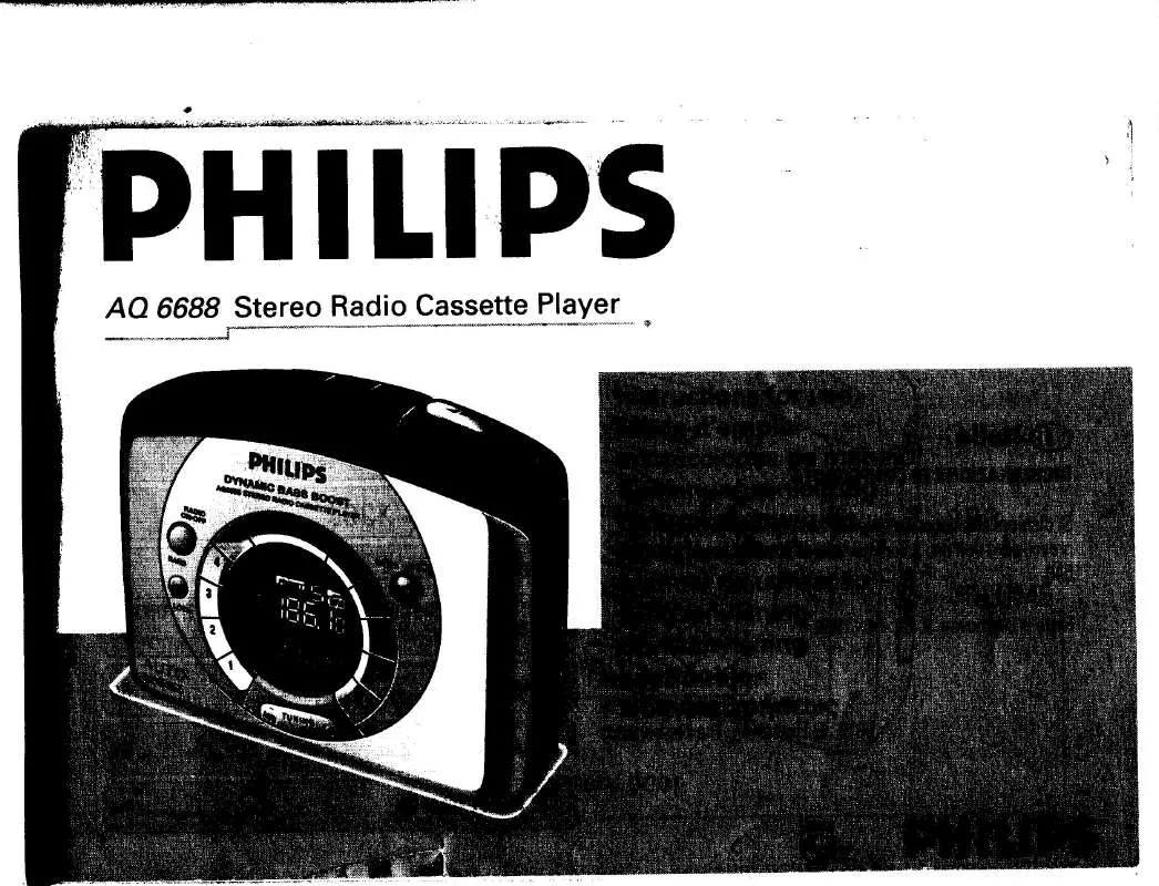 Mode d'emploi PHILIPS STEREO RADIO CASSETTE PLAYER AQ6688