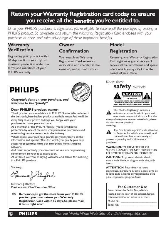 Mode d'emploi PHILIPS STEREO WIDE SCREEN 100HZ TV 30PW8859