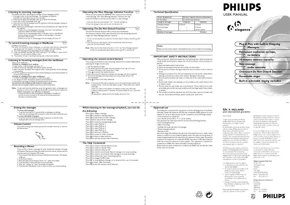 Mode d'emploi PHILIPS TD9363