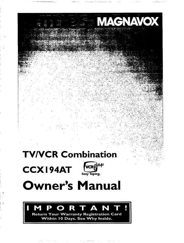 Mode d'emploi PHILIPS TV-VCR 19 IN 4 HD VCR CCX194AT