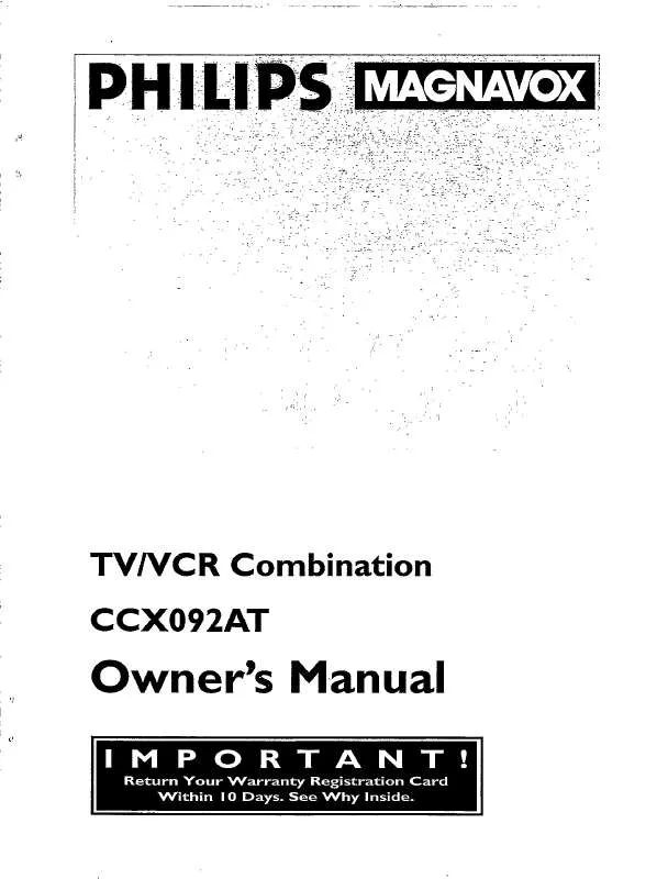 Mode d'emploi PHILIPS TV-VCR 9 IN 2 HD CCX092AT